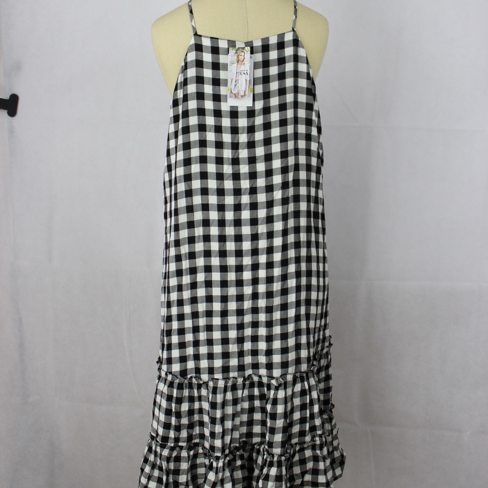 Karen Kane Kingham Ruffle Hem Dress M - Picture 7 of 8